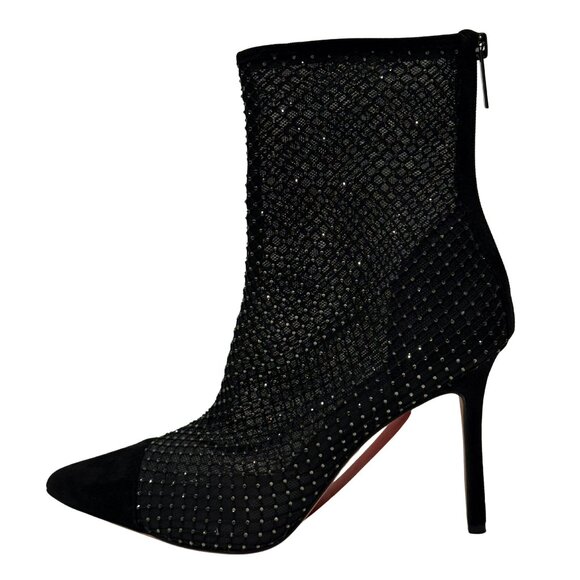 $550 Veronica Beard black Lisa Strass Mesh boots size 8.5 - Picture 1 of 5